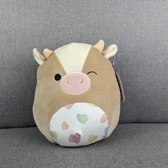 Squishmallows Griella the Brown Cow with Rainbow Spotted Belly 9" - Picture 1 of 5